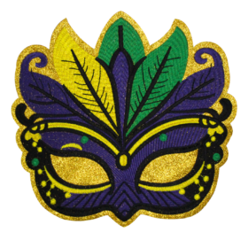Mardi Gras Glitter Mask Patch (Large/Embroidery)