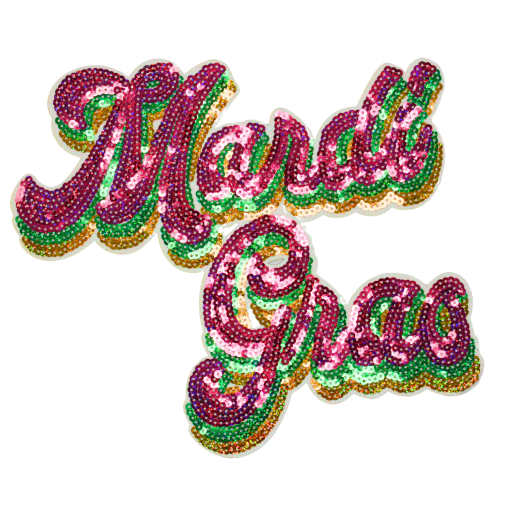 Mardi Gras Cursive Patch (Large/Sequin)