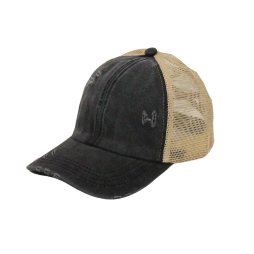 Distressed Criss Cross Ponytail Caps - Image 4