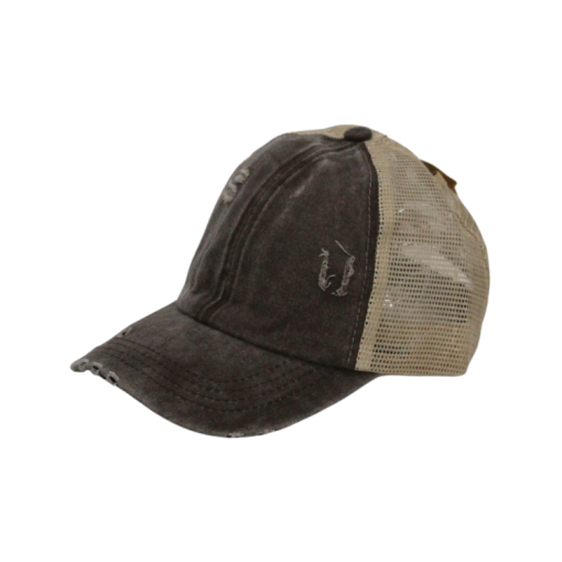 Distressed Criss Cross Ponytail Caps - Image 8
