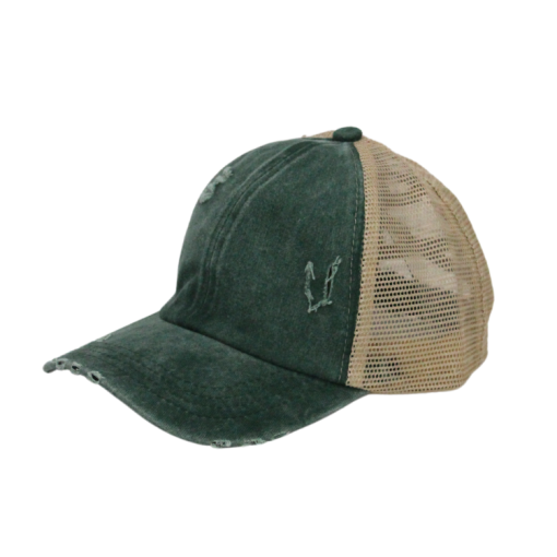 Distressed Criss Cross Ponytail Caps - Image 7