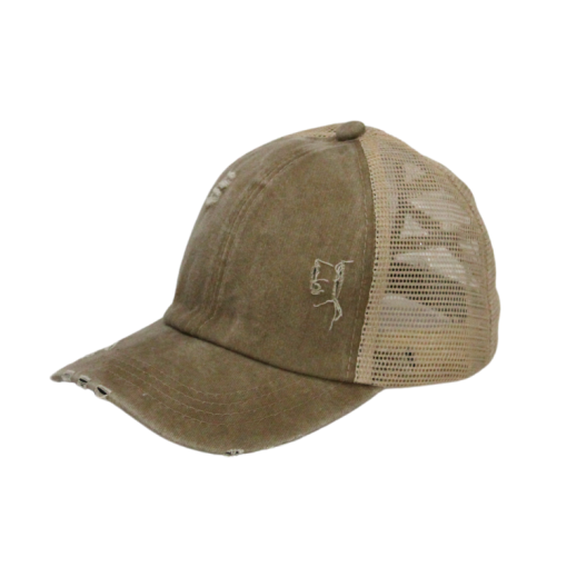 Distressed Criss Cross Ponytail Caps - Image 5