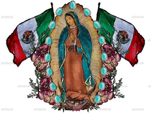 Mexican Flag Lady Of Guadalupe Dtf Transfer