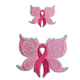 Breast Cancer Awareness Pink Butterfly Patch (Small/Embroidery)