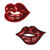 Dark Red Lips Patch (Small/Sequin)