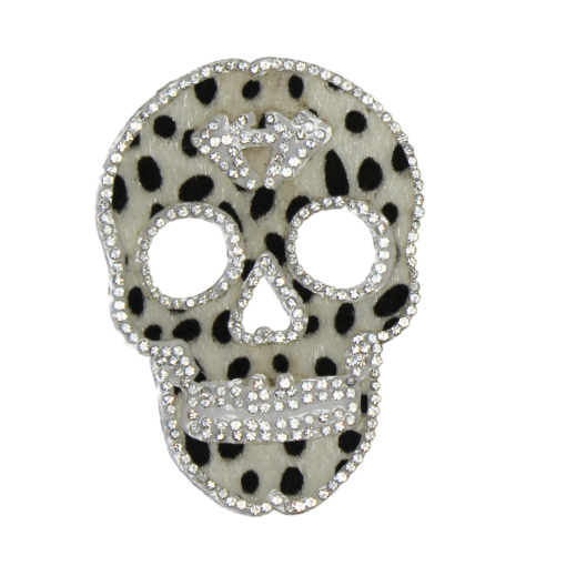 Leopard Print Skull Rhinestone Patch - Image 3