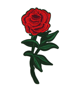 Red Rose With Long Stem Patch(Large/Embroidery)