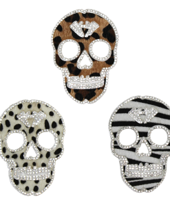 Leopard Print Skull Rhinestone Patch