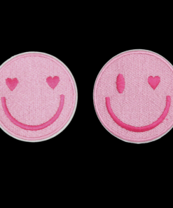Pink Smiley Patch (Small/Embroidery)