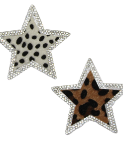 Leopard Print Star Rhinestone Patch