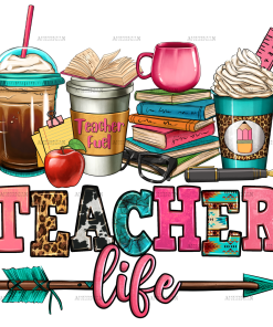 Teacher Life Coffee Cups DTF Transfer