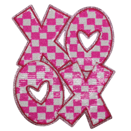 XOXO Pink Checkered Patch (Large/Sequin)