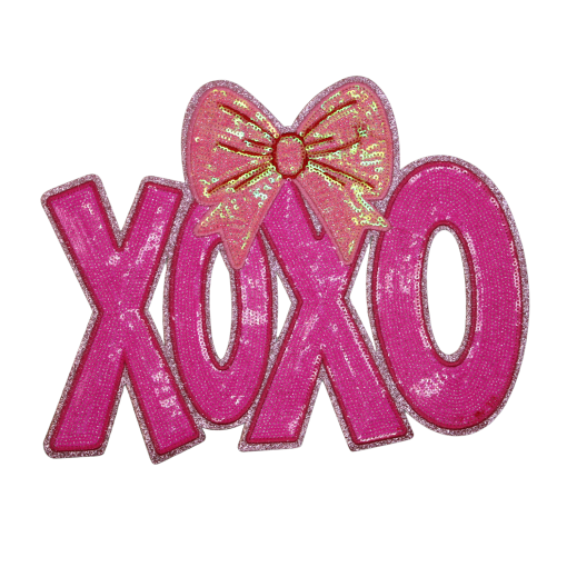 XOXO Pink Bow Patch (Large/Sequin)