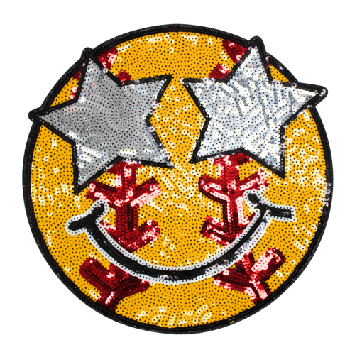 Softball Star Smiley Patch (Large/Sequin)