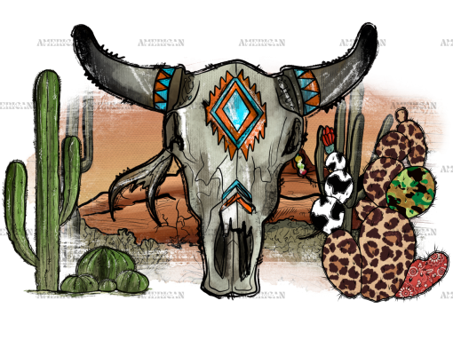 Aztec Boho Skull DTF Transfer