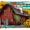 Barn And Sunflowers Cowhide DTF Transfer