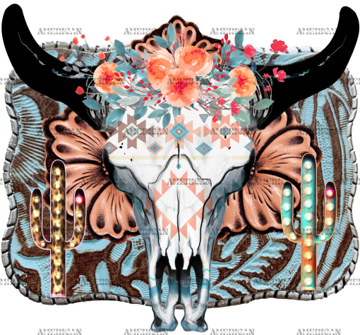 Boho Western Steer Skull DTF Transfer