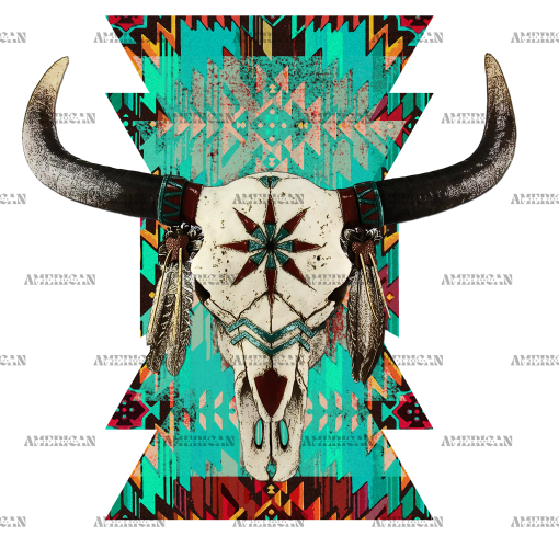 Bull Skull Aztec Southwestern DTF Transfer