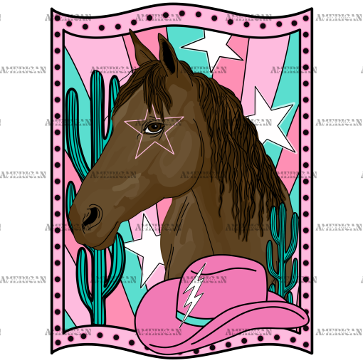 Candy Pink Horse DTF Transfer