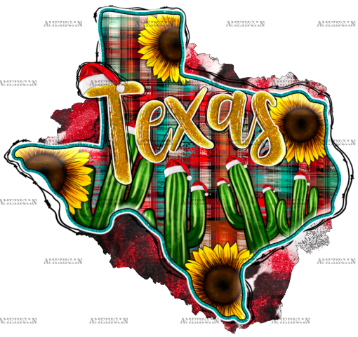 Christmas Texas Map DTF Transfer