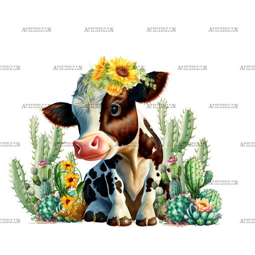 Cow And Sunflower DTF Transfer