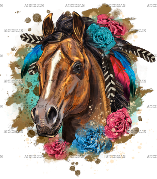 Floral Horse DTF Transfer