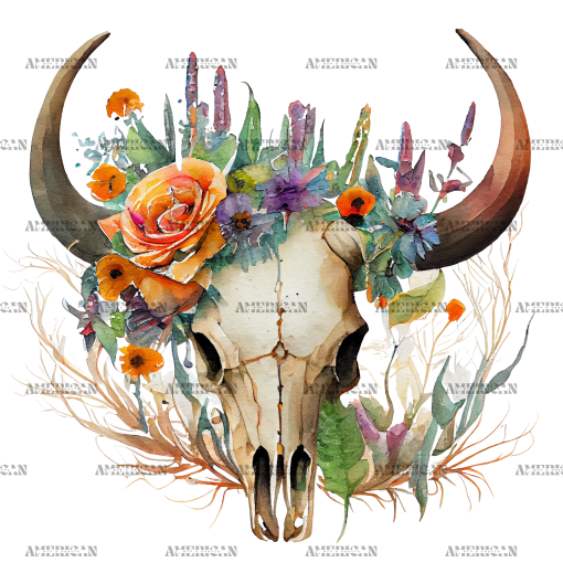 Floral Skull DTF Transfer