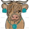 Girly Longhorn Cow DTF Transfer