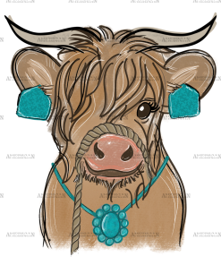 Girly Longhorn Cow DTF Transfer