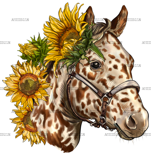 Horse With Sunflowers-1 DTF Transfer
