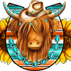Horseshoe Cow Sunflower DTF Transfer