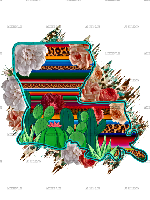 Louisiana Map Serape DTF Transfer