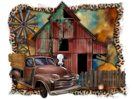 Rustic Country Barn DTF Transfer
