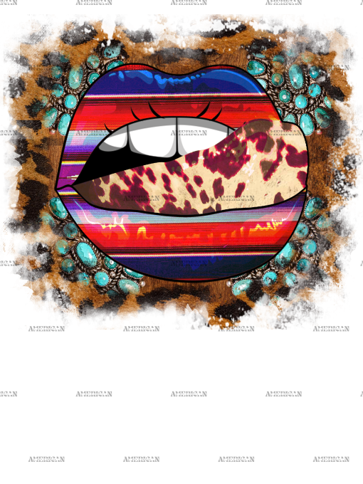 Serape Lips With CowHide DTF Transfer