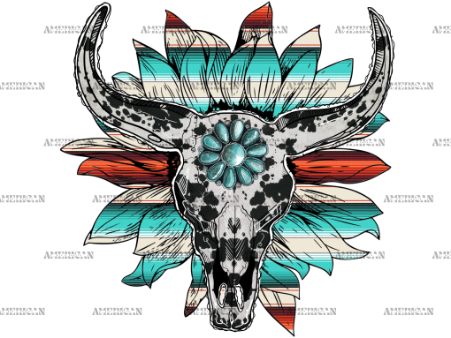 Sunflower And Boho Skull DTF Transfer