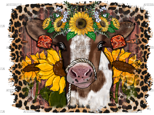 Sunflower Cow Leopard DTF Transfer