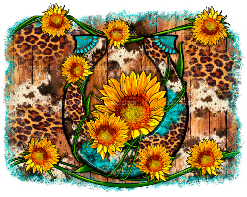Sunflower Gemstone Leopard Cowhide DTF Transfer