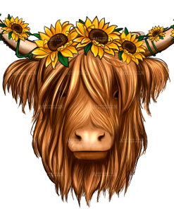 Sunflowers Cow DTF Transfer