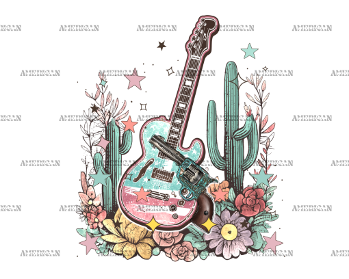 Western Guitar DTF Transfer