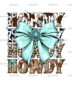 Western Howdy Bow Turquise DTF Transfer