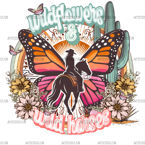 Wild Flowers And Wild Horses DTF Transfer