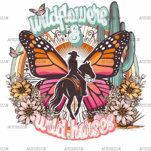 Wild Flowers And Wild Horses DTF Transfer
