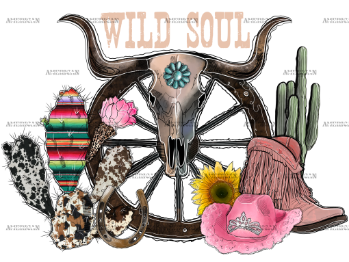 Wild Soul Bull Skull DTF Transfer