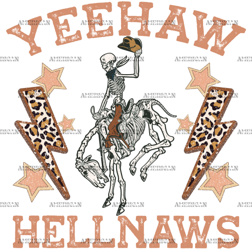 Yeehaws Hellnaws Skeleton DTF Transfer