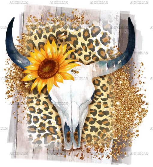 Cow Skull And Sunflower DTF Transfer