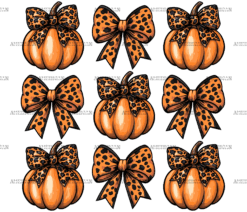 Autumn Pumpkins Bows-2 DTF Transfer