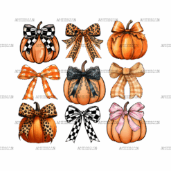 Autumn Pumpkins Bows-3 DTF Transfer