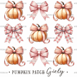 Autumn Pumpkins Bows-7 DTF Transfer