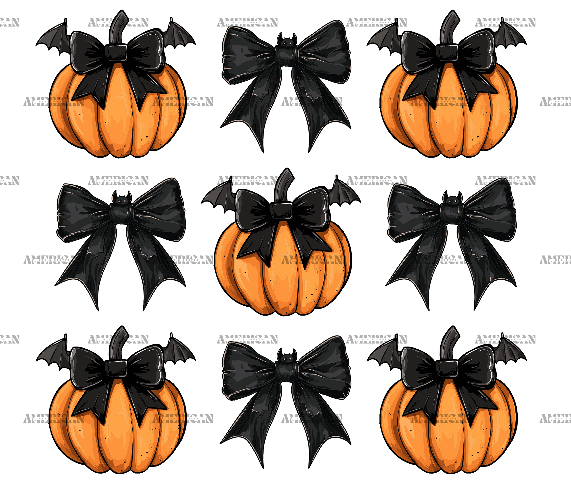 Autumn Pumpkins Bows-8 DTF Transfer