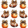 Autumn Pumpkins Football Bows-1 DTF Transfer